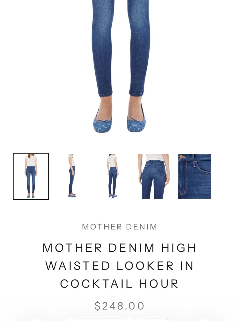 MOTHER Skinny High-Rise Jeans - darker blue wash